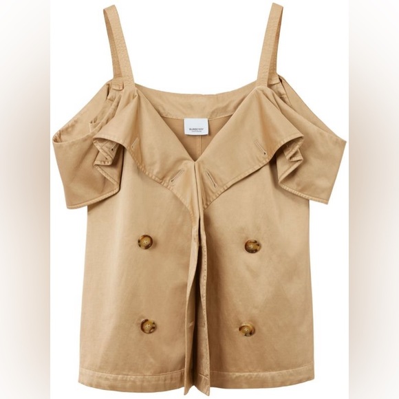Burberry Beige Off-Shoulder Buttoned Top - Picture 2 of 8
